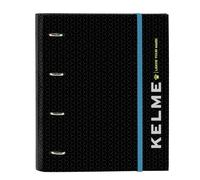 Safta Kelme Iron - 4 Ring Binder 35 cm with 100 A4 Sheets, Ideal for Children of Different Ages, Comfortable and Versatile, Quality and Resistance, 27x3.5x32cm, Black/White, M, Casual