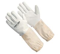 SAFTA Kids Protective Beekeeping Gloves, Cowhide Leather Children's Gardening Gloves with Breathable Canvas Sleeves & Elastic Cuffs for Young Beekeepers, Sting Protection (Large)