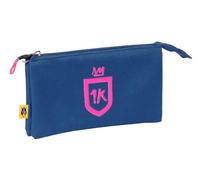 Safta Kings League 1K - Triple Pencil Case, Children's Pencil Case, Ideal for School Age Children, Comfortable and Versatile, Quality and Resistance, 22 x 3 x 12 cm, Blue, Blue, Estándar, Casual