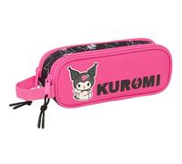 Safta KUROMI - Double Pencil Case for Children, Children's Pencil Case, Ideal for Children of School Age, Comfortable and Versatile, Quality and Resistance, 21 x 6 x 8 cm, black/fuchsia, M, Casual