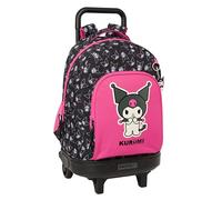 Safta KUROMI - Large Backpack with Wheels, Compact, Removable, Ideal for Children of Different Ages, Comfortable and Versatile, Quality and Resistance, 33 x 22 x 45 cm, black/fuchsia, M, Casual