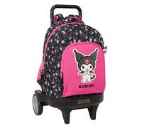 safta Kuromi Large Backpack with Wheels, Compact, Removable, Ideal for Children of Different Ages, Comfortable and Versatile, Quality and Durability, 33 x 22 x 45 cm, Black/Fuchsia, Black/Fuchsia, M