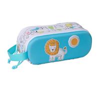 Safta LION 3D - Double 3D Pencil Case, Children's Pencil Case, Ideal for School Age Children, Comfortable and Versatile, Quality and Resistance, 21 x 6 x 8 cm, white/blue, M, Casual