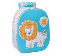 Safta LION 3D School Backpack, with 3D Design, Adaptable to Cart, Ideal for Children of Different Ages, Comfortable and Versatile, Quality and Resistance, 27 x 10 x 33 cm, white/blue, M, Casual