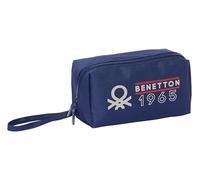 Safta M050, Benetton Varsity-Large Square Pencil Case, Children, Child, Ideal School Age, Comfortable and Versatile, Quality and Resistance, 22 x 10 x 10 cm, Colour Navy/Grey Unisex Children,