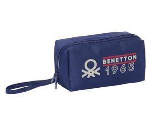 Safta M050, Benetton Varsity-Large Square Pencil Case, Children, Child, Ideal School Age, Comfortable and Versatile, Quality and Resistance, 22 x 10 x 10 cm, Colour Navy/Grey Unisex Children,