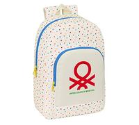 Safta M876 BENETTON Pop - School Backpack, Adaptable to Cart, Ideal for Children of Different Ages, Comfortable and Versatile, Quality and Resistance, Grey Unisex Children, Off White, Estándar, Casual