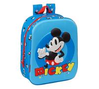Safta MICKEY MOUSE 3D - 3D Nursery Backpack, Adaptable to Cart, Easy Cleaning, Ideal for Children of Different Ages, Comfortable and Versatile, Quality and Resistance, 22 x 10 x 27 cm, Blue, blue,