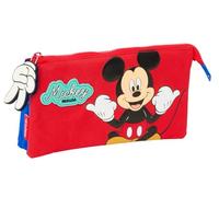 Safta Mickey Mouse Good Day - Triple Pencil Case, Children's Pencil Case, Ideal for School Age Children, Comfortable and Versatile, Quality and Resistance, 22 x 3 x 12 cm, Blue, M, Casual