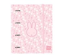 Safta MIFFY FLORES - 4 Ring Binder 35 cm with 100 A4 Sheets, Ideal for Children of Different Ages, Comfortable and Versatile, Quality and Resistance, 27 x 3.5 x 32 cm, Pink Stick, M, Casual