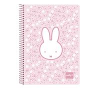 Safta MIFFY FLORES - Notebook, Quarter Notebook, 80 Sheets, Hard Covers, 1Design, Ideal for Children of Different Ages, Comfortable and Versatile, Quality and Resistance, 15.5 x 22 cm, Pink Stick, M