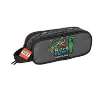 Safta - Minecraft Graffiti Double School Pencil Case, Children's and Youth School Organizer, 21 x 8 x 6 cm, Two Compartments with Zip, Side Handle, Measures 21 x 6 x 8 cm, Pencil Case 2 Compartments
