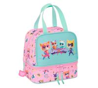 Safta SUPERKITTIES - Lunch Box, Pencil Case, Quality and Maximum Strength, Food Holder, Recreation, Snack and Breakfast, 20 x 15 x 20 cm, Light Pink/Pastel Turquoise, M, Casual