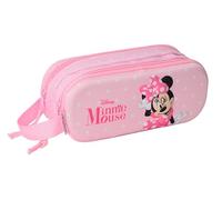 Safta Minnie Mouse 3D - Double 3D Pencil Case, Children's Pencil Case, Ideal for School Age Children, Comfortable and Versatile, Quality and Resistance, 21 x 6 x 8 cm, Pink, M, Casual