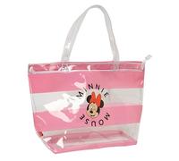 Safta MINNIE MOUSE BEACH - Shopping Bag, Women's Bag, Shopping Bag, Comfortable and Versatile, Quality and Resistance, 54 x 17 x 35 cm, Pink/Transparent, Pink/Transparent, Estándar, Casual