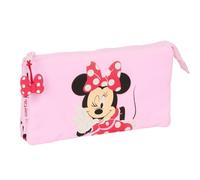 Safta Minnie Mouse Naive - Triple Pencil Case, Children's Pencil Case, Ideal for School Age Children, Comfortable and Versatile, Quality and Resistance, 22 x 3 x 12 cm, Light Pink, M, Casual