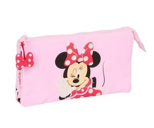 Safta Minnie Mouse Naive - Triple Pencil Case, Children's Pencil Case, Ideal for School Age Children, Comfortable and Versatile, Quality and Resistance, 22 x 3 x 12 cm, Light Pink, M, Casual