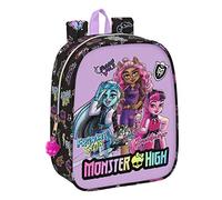 SAFTA Monster High - Children's Backpack, School Backpack, Adaptable to Cart, Ideal for Nursery, Comfortable and Versatile, Quality and Strength, 22 x 10 x 27 cm, Black, Black/White, Estándar, Casual