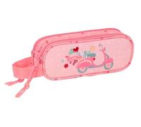 Safta MOOS PASSION - Double Pencil Case, Recyclable Fabric, Children's Pencil Case, Ideal for School Age Children, Comfortable and Versatile, Quality and Resistance, 21 x 6 x 8 cm, multicoloured, M,