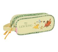 Safta Mufasa - Children's Double Pencil Case, Children's Pencil Case, Ideal for School Ages, Comfortable and Versatile, Quality and Resistance, 21 x 6 x 8 cm, Green/Beige, Green - Beige, Estándar,