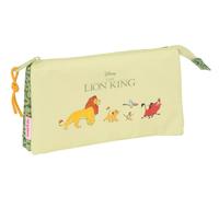Safta Mufasa - Triple Pencil Case, Children's Pencil Case, Ideal for School-Aged Children, Comfortable and Versatile, Quality and Resistance, 22 x 3 x 12 cm, Green/Beige, Green - Beige, Estándar,