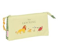 Safta Mufasa - Triple Pencil Case, Children's Pencil Case, Ideal for School-Aged Children, Comfortable and Versatile, Quality and Resistance, 22 x 3 x 12 cm, Green/Beige, Green - Beige, Estándar,