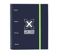 Safta Munich Blue Indigo - 4 Ring Binder 35 cm with 100 A4 Sheets, Ideal for Children of Different Ages, Comfortable and Versatile, Quality and Resistance, 27 x 3.5 x 32 cm, Indigo Blue, M, Casual