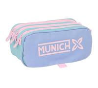 Safta Munich MELLOW - Triple Big Pencil Case, Children's Pencil Case, Ideal for School Age Children, Comfortable and Versatile, Quality and Resistance, 21.5 x 8 x 10 cm, Blue/Light Blue/Light Pink, M