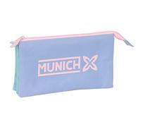 Safta MUNICH MELLOW - Triple Pencil Case, Children's Pencil Case, Ideal for School Age Children, Comfortable and Versatile, Quality and Resistance, 22 x 3 x 12 cm, Blue/Light Blue/Light Pink, M