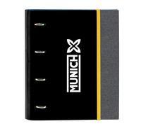 Safta Munich Topo - 4 Ring Binder 35 cm with 100 A4 Sheets, Ideal for Children of Different Ages, Comfortable and Versatile, Quality and Resistance, 27 x 3.5 x 32 cm, Black/White, M, Casual