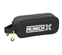 Safta MUNICH TOPO - Double Child's Pencil Case, Children's Pencil Case, Ideal for School Age Children, Comfortable and Versatile, Quality and Resistance, 21 x 6 x 8 cm, Black/White, M, Casual