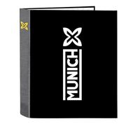 Safta Munich Topo - Folio Folder 4 Rings, Ideal for Children of Different Ages, Comfortable and Versatile, Quality and Resistance, 27 x 6 x 33 cm, Black/White, M, Casual