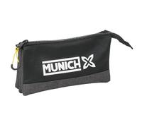Safta MUNICH TOPO - Triple Pencil Case, Children's Pencil Case, Ideal for School Age Children, Comfortable and Versatile, Quality and Resistance, 22 x 3 x 12 cm, Black/White, M, Casual