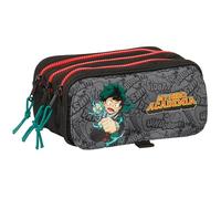 Safta My Hero Academia - Triple Big Pencil Case, Children's Pencil Case, Ideal for School Age Children, Comfortable and Versatile, Quality and Resistance, 21.5 x 8 x 10 cm, Black, Black/White,