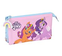safta My Little Pony - Triple Pencil Case, Children's Pencil Case, Ideal for School Ages, Comfortable and Versatile, Quality and Resistance, 22 x 3 x 12 cm, Blue/Pink, Blue/Pink, Estándar, Casual