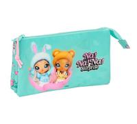 Safta NANANA BUNNY - Triple Pencil Case, Children's Pencil Case, Ideal for School Age Children, Comfortable and Versatile, Quality and Resistance, 22 x 3 x 12 cm, Turquoise/Pink, M, Casual