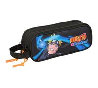 Safta NARUTO - Children's Double Pencil Case, Children's Pencil Case, Ideal for School-Age Children, Comfortable and Versatile, Quality and Resistance, 21 x 6 x 8 cm, Black/White, M, Casual
