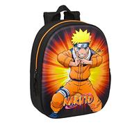 Safta Naruto - School Backpack, with 3D Design, Adaptable to Cart, Ideal for Children of Different Ages, Comfortable and Versatile, Quality and Strength, 27x10x33 cm, Black/Orange, Estándar, Casual