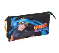 Safta NARUTO - Triple Pencil Case, Children's Pencil Case, Ideal for School Children, Comfortable and Versatile, Quality and Resistance, 22 x 3 x 12 cm, Black/White, M, Casual