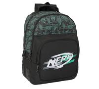 Safta NERF GAME - Double Backpack, Adaptable to Cart, Ideal for Children of Different Ages, Comfortable and Versatile, Quality and Resistance, 32 x 15 x 42 cm, Black/White, M, Casual