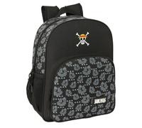 Safta ONE PIECE PIRATES - Children's School Backpack, Adaptable to Trolley, Ideal for School Children, Comfortable and Versatile, Quality and Resistance, 32 x 12 x 38 cm, Black/White, M, Casual