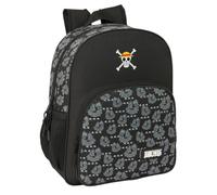 Safta ONE PIECE PIRATES - Children's School Backpack, Adaptable to Trolley, Ideal for School Children, Comfortable and Versatile, Quality and Resistance, 32 x 12 x 38 cm, Black/White, M, Casual