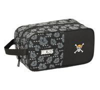 Safta ONE PIECE PIRATES - Medium Shoe Rack, Multipurpose, Pencil Case, Sport, Extracurricular Shoes, Football, Comfortable and Versatile, 29 x 14 x 15 cm, Black/White, M, Casual