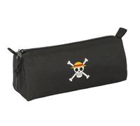 Safta ONE PIECE PIRATES - Pencil Case with Zip and Compartment, Children's Pencil Case, Ideal for School Age Children, Comfortable and Versatile, Quality and Resistance, 21 x 7 x 8 cm, Black/White, M,