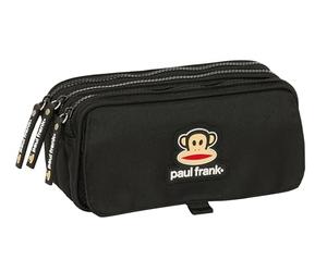 SAFTA Paul Frank Join The Fun Triple Pencil Case Large Pencil Case for School Age Children, Comfortable and Versatile, Quality and Strength, 21.5 x 8 x 10 cm, Black,