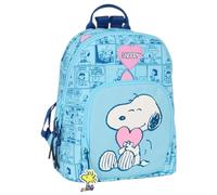 Safta Mini Backpack SNOOPY LOVE – Comfortable, Versatile, Durable – 25x13x30 cm – Light Blue Kids
