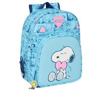 Safta SNOOPY LOVE - Children's School Backpack, Adaptable to Trolley, Ideal for School Children, Comfortable and Versatile, Quality and Resistance, 32 x 12 x 38 cm, light blue, M, Casual