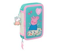 Safta Peppa Pig Pretty Flowers - Children's School Pencil Case with Colours, with 29 Tools Included, Ideal for Children from 5 to 14 Years, Comfortable and Versatile, Quality and Resistance, 12.5 x 4