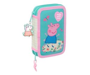 Safta Peppa Pig Pretty Flowers - Children's School Pencil Case with Colours, with 29 Tools Included, Ideal for Children from 5 to 14 Years, Comfortable and Versatile, Quality and Resistance, 12.5 x 4