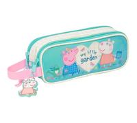 Safta Peppa Pig Pretty Flowers - Double Child's Pencil Case, Children's Pencil Case, Ideal for School Age Children, Comfortable and Versatile, Quality and Resistance, 21 x 6 x 8 cm, Mint/Pastel